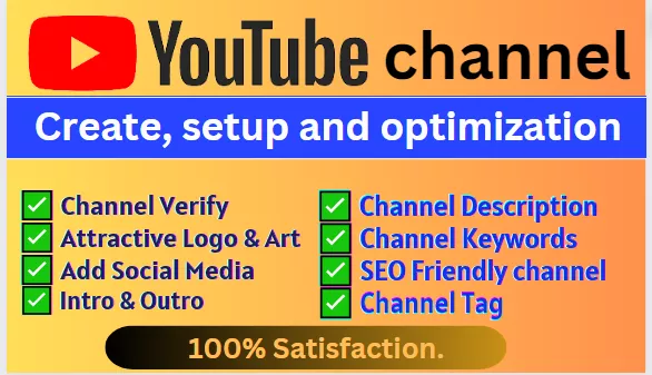 Create and setup professional YouTube channel with full SEO 100%