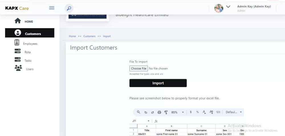 Care planning web application